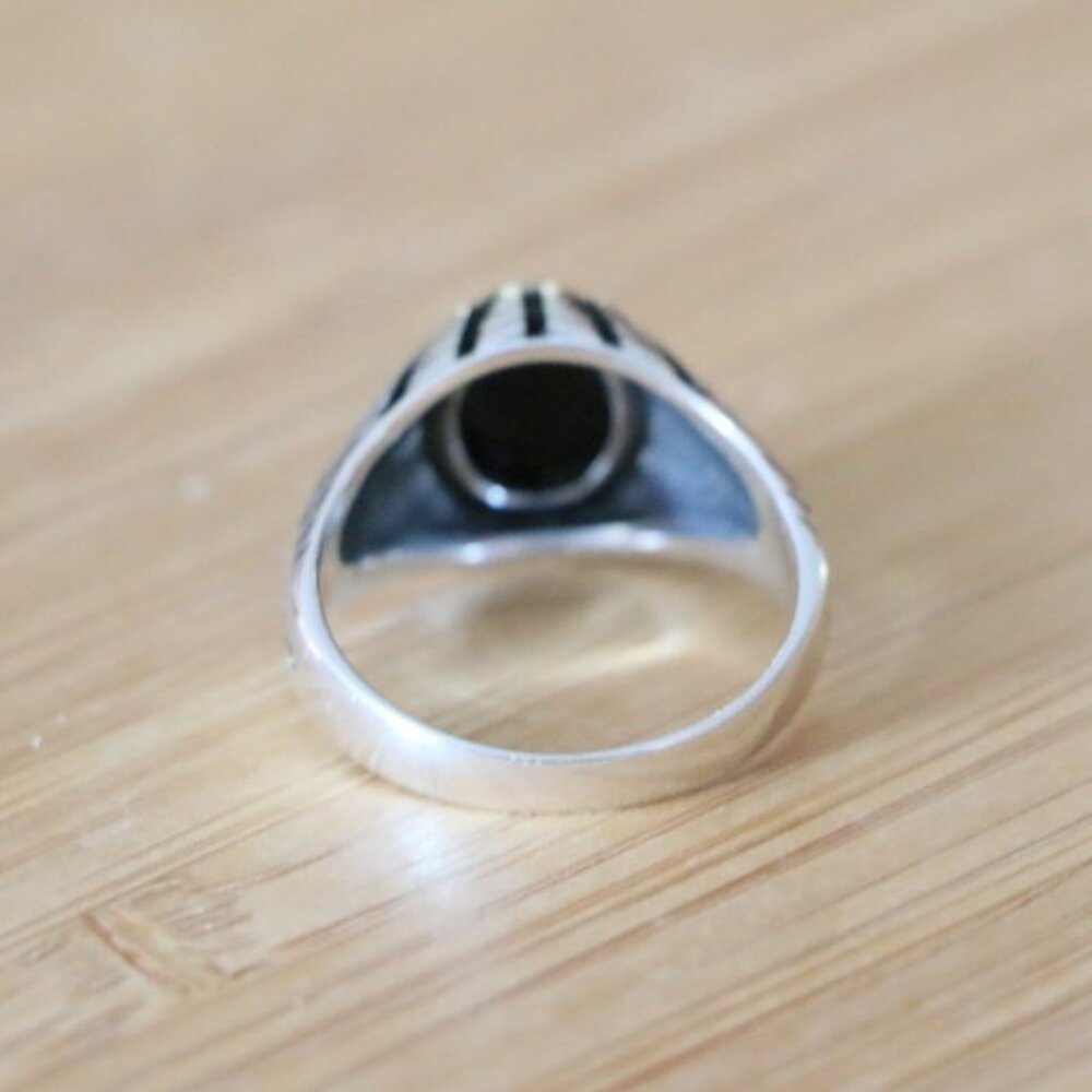 Sterling Silver Men's Rings With Black Onyx - Picture 8 of 9